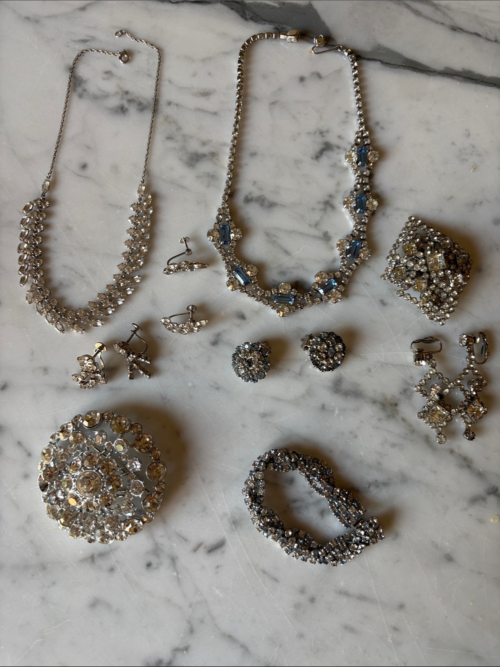 Vintage Rhinestone Jewelry - Necklaces earings, bracelet, broach